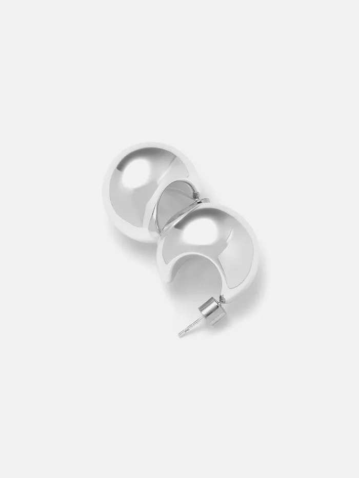Women Chunky Dome Earrings Silver Jigsaw Jewellery