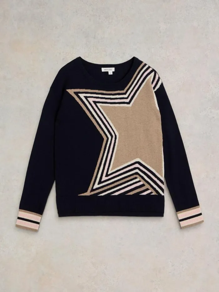 Women CITY STAR JUMPER Navy Print White Stuff Knitwear
