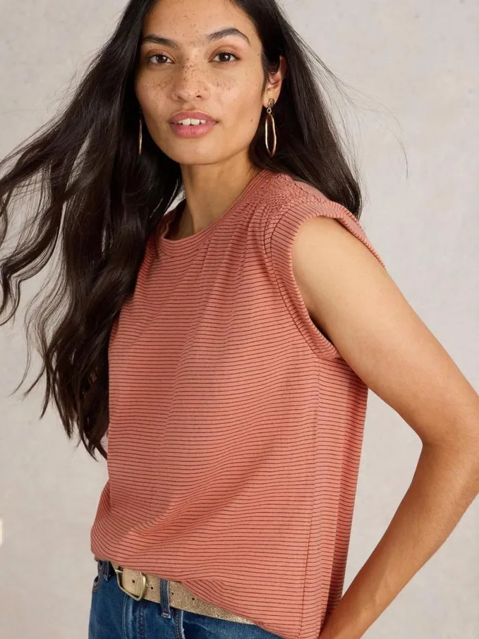 Women CLAUDIA TEE Coral Multi White Stuff Tops and Tees