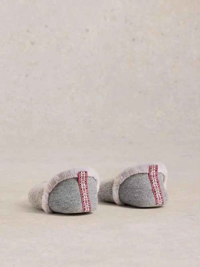 Women Closed Back Reya Slipper Mid Grey White Stuff Slippers