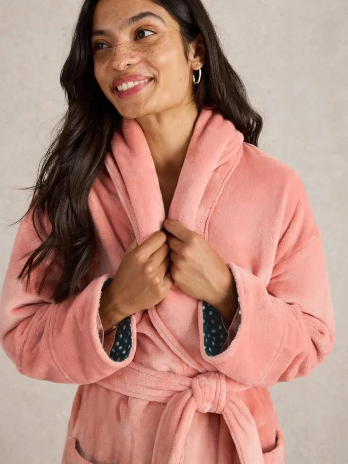 Women Clover Cosy Dressing Gown Mid Pink White Stuff Nightwear Women Clover Cosy Dressing Gown Mid Pink White Stuff Nightwear