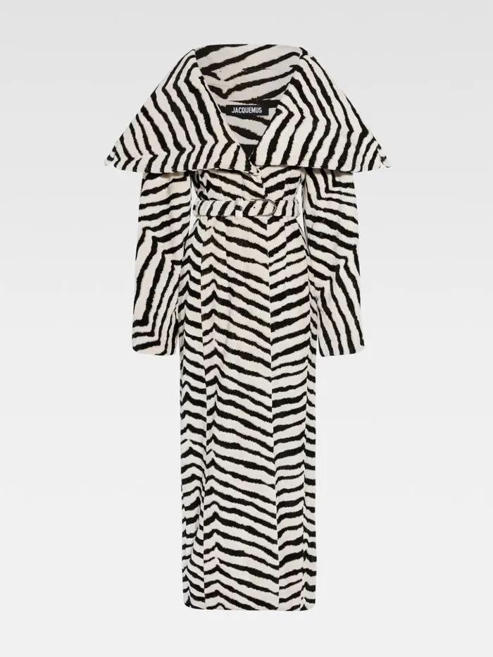 Women Coats and Jackets JACQUEMUS The Caruso Coat Jacquard Zebra Velvelt Black