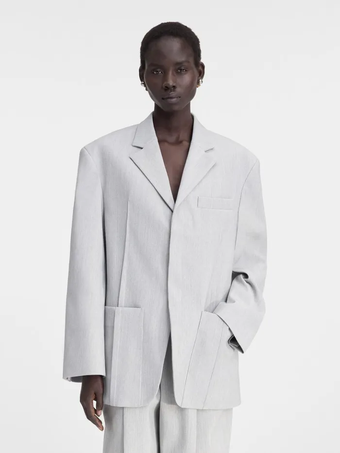 Women Coats and Jackets JACQUEMUS The Man039s Jacket Light Grey