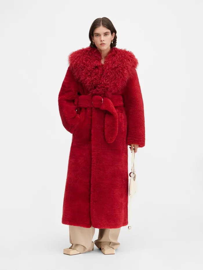 Women Coats and Jackets JACQUEMUS The Pilou Long Coat Dark Red
