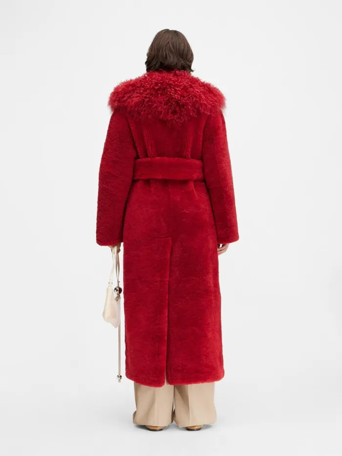 Women Coats and Jackets JACQUEMUS The Pilou Long Coat Dark Red