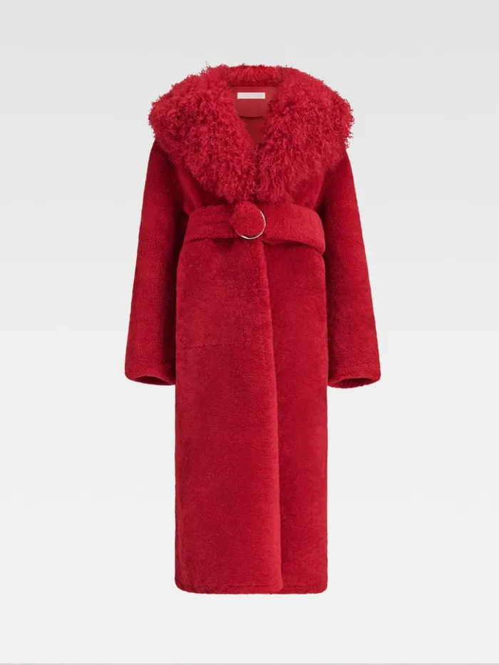 Women Coats and Jackets JACQUEMUS The Pilou Long Coat Dark Red