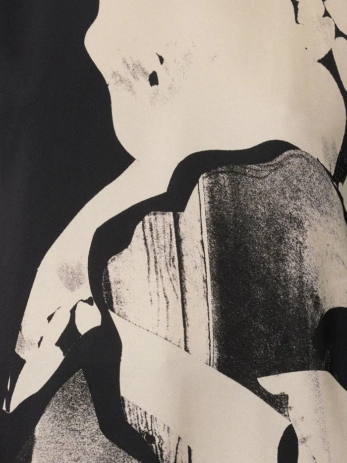 Women Collage Print Drape Top Monochrome Jigsaw Party