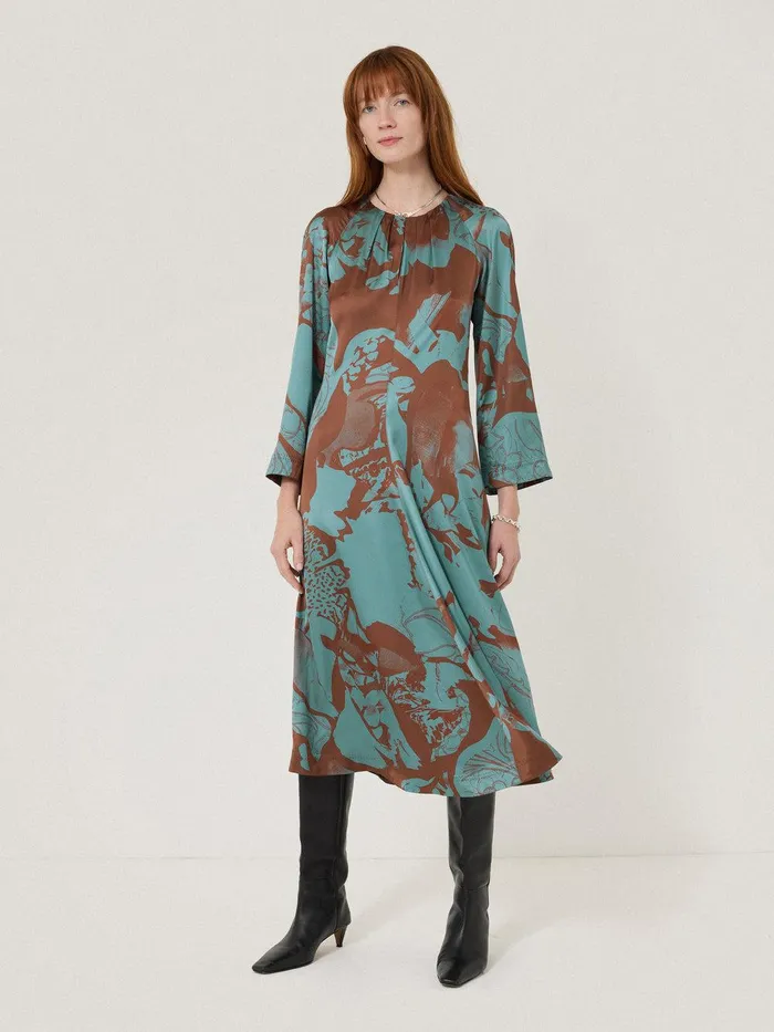 Women Collage Stitch Detail Dress Blue Jigsaw Dresses and Jumpsuits