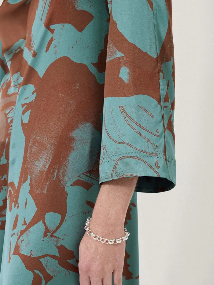 Women Collage Stitch Detail Dress Blue Jigsaw Dresses and Jumpsuits