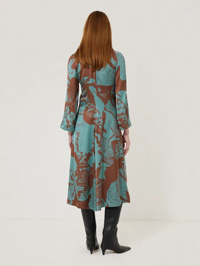 Women Collage Stitch Detail Dress Blue Jigsaw Dresses and Jumpsuits