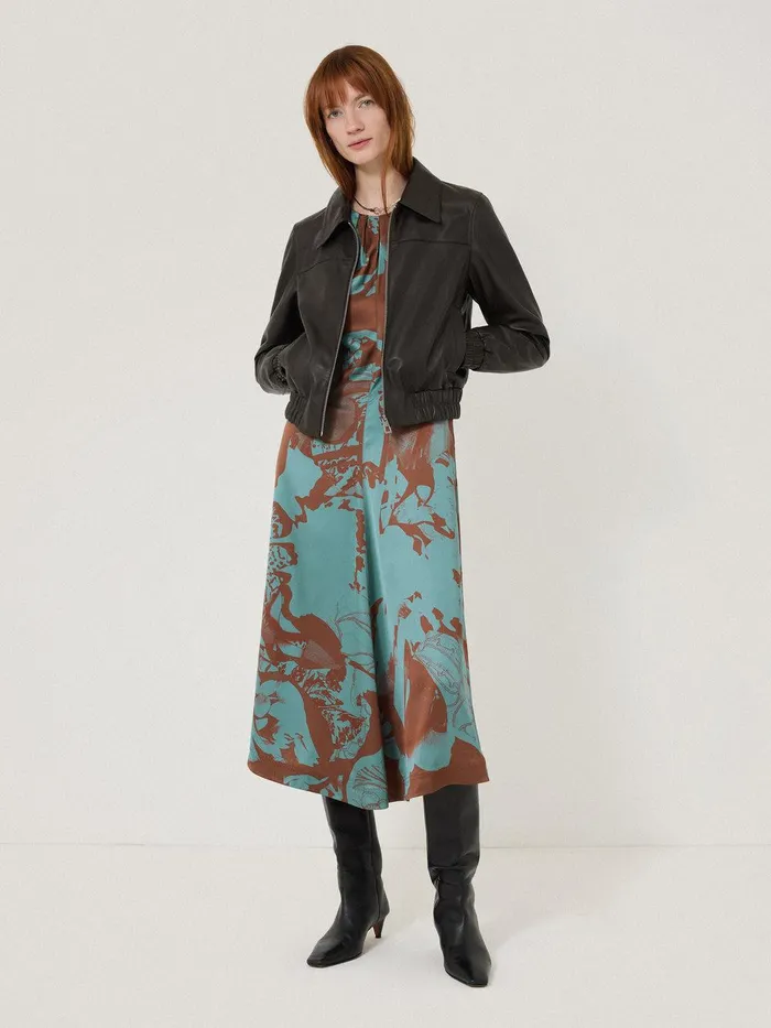 Women Collage Stitch Detail Dress Blue Jigsaw Dresses and Jumpsuits