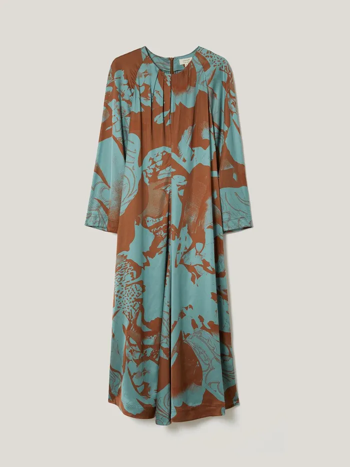 Women Collage Stitch Detail Dress Blue Jigsaw Dresses and Jumpsuits