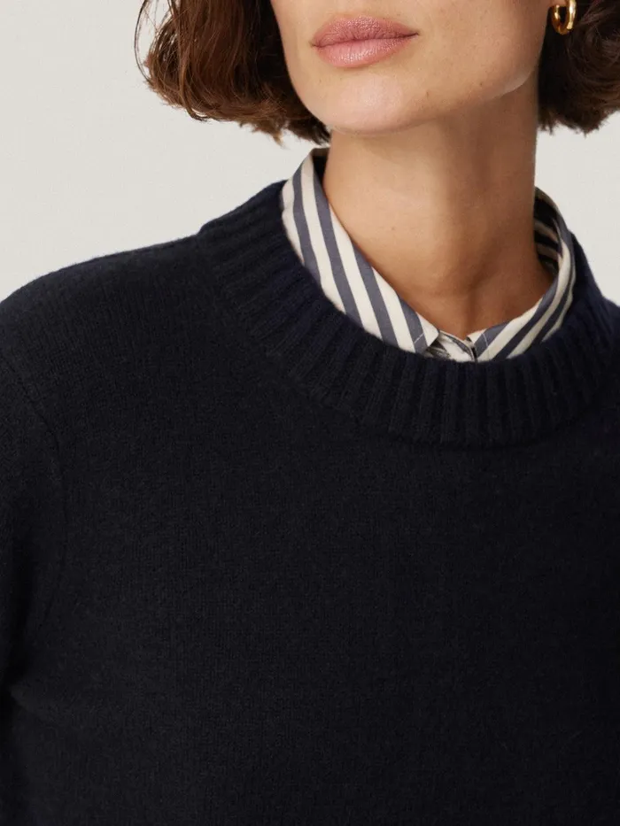 Women Compact Wool Cashmere Blend Jumper Navy Jigsaw Knitwear and Cashmere