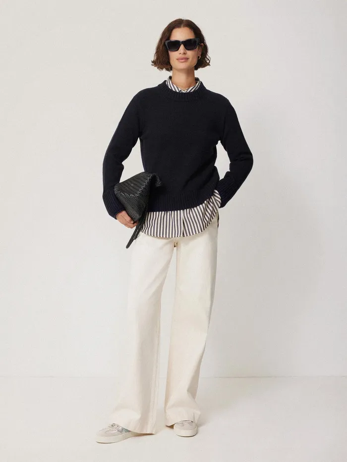 Women Compact Wool Cashmere Blend Jumper Navy Jigsaw Knitwear and Cashmere