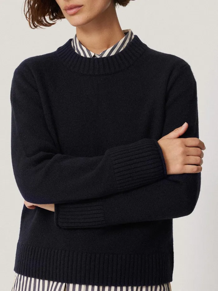 Women Compact Wool Cashmere Blend Jumper Navy Jigsaw Knitwear and Cashmere