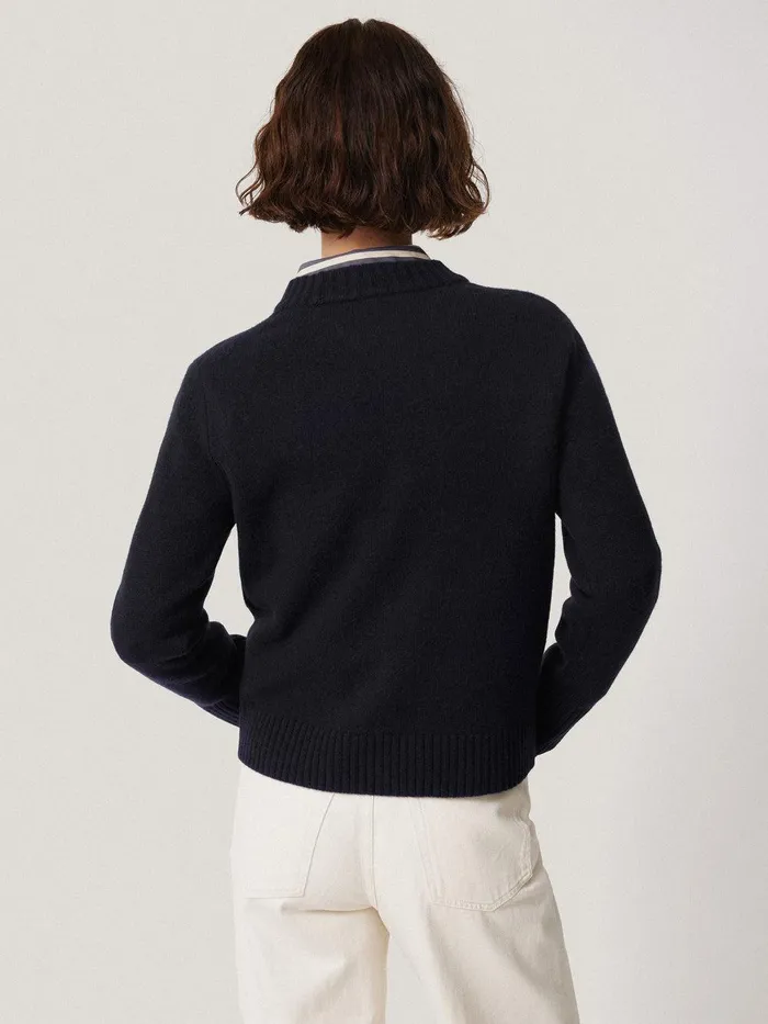 Women Compact Wool Cashmere Blend Jumper Navy Jigsaw Knitwear and Cashmere