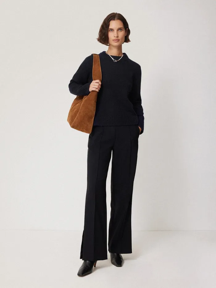 Women Compact Wool Cashmere Blend Jumper Navy Jigsaw Knitwear and Cashmere