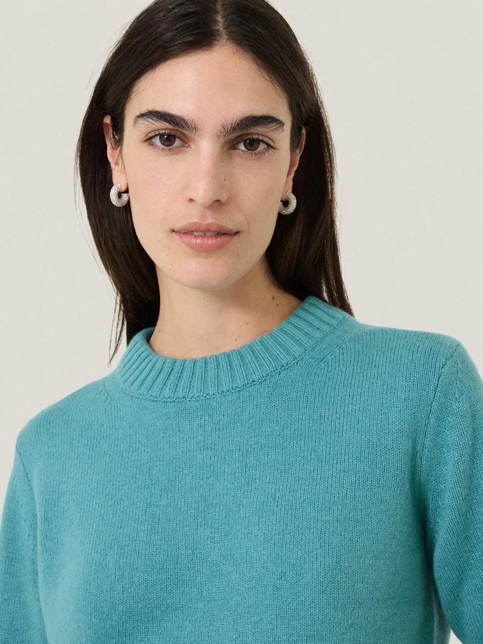 Women Compact Wool Cashmere Blend Jumper Powder Blue Jigsaw Knitwear and Cashmere