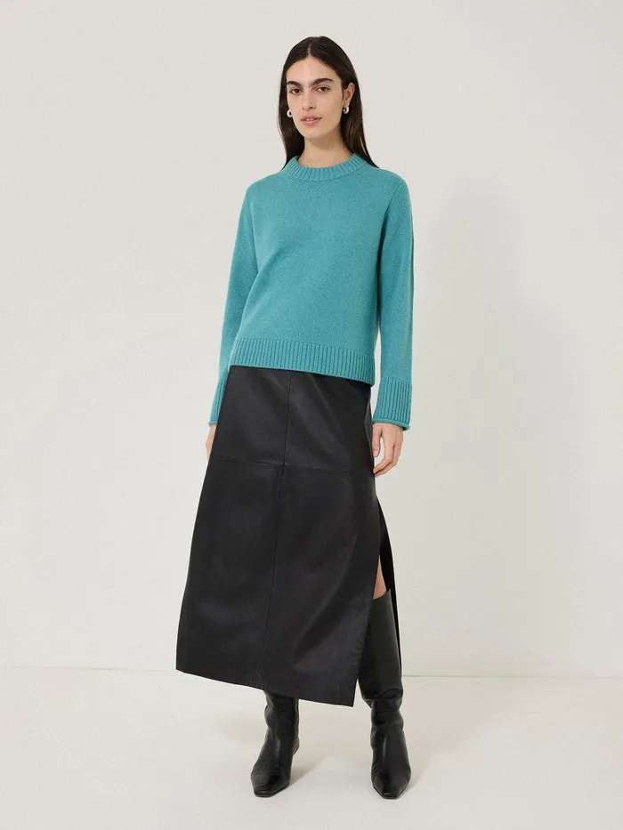 Women Compact Wool Cashmere Blend Jumper Powder Blue Jigsaw Knitwear and Cashmere