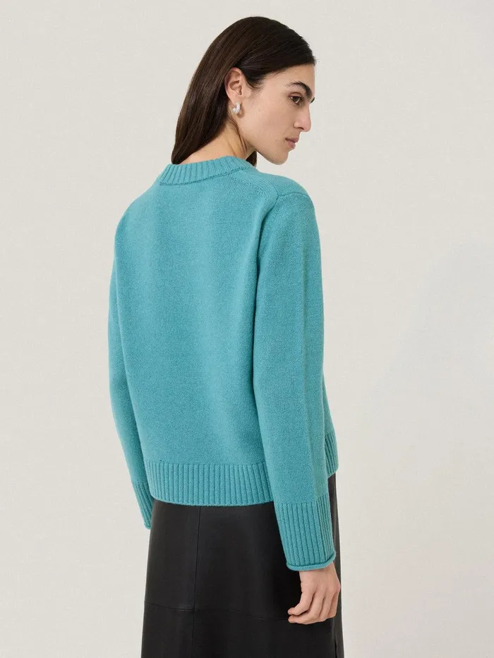 Women Compact Wool Cashmere Blend Jumper Powder Blue Jigsaw Knitwear and Cashmere