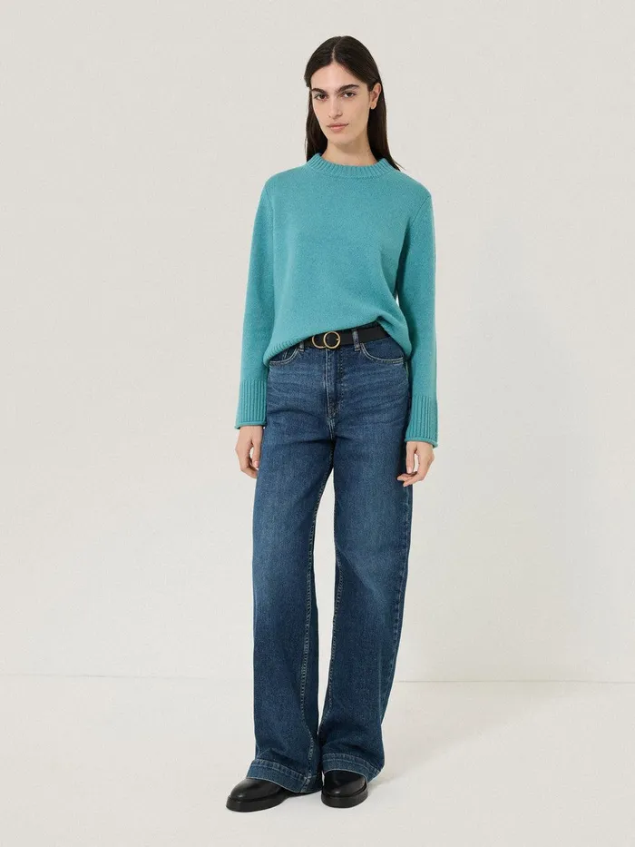 Women Compact Wool Cashmere Blend Jumper Powder Blue Jigsaw Knitwear and Cashmere