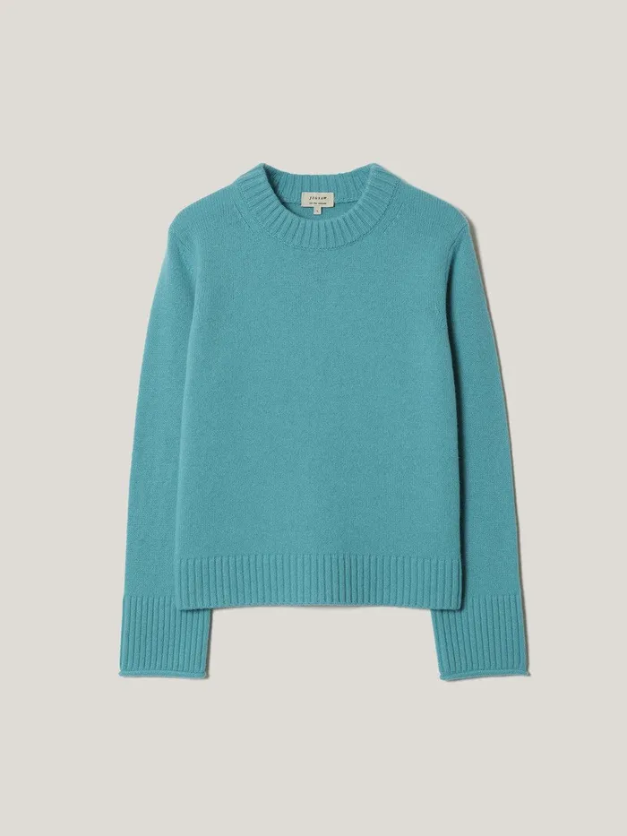 Women Compact Wool Cashmere Blend Jumper Powder Blue Jigsaw Knitwear and Cashmere