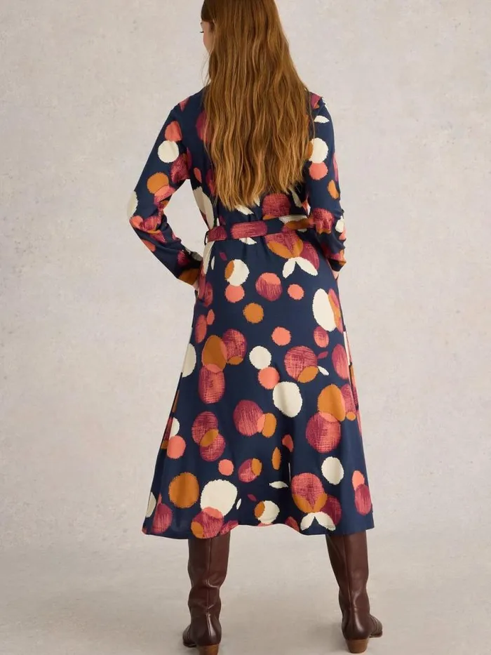 Women Cora Jersey Shirt Dress Navy Print White Stuff Dresses