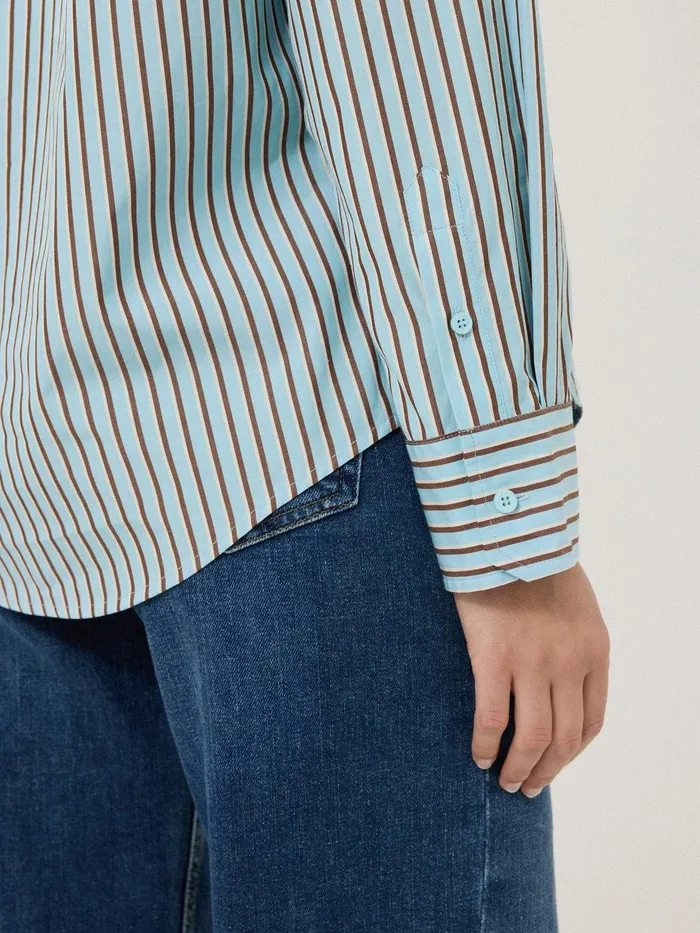 Women Cotton Stripe Shirt Blue Jigsaw Shirts and Tops