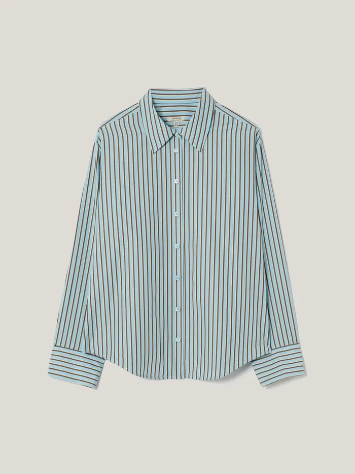 Women Cotton Stripe Shirt Blue Jigsaw Shirts and Tops