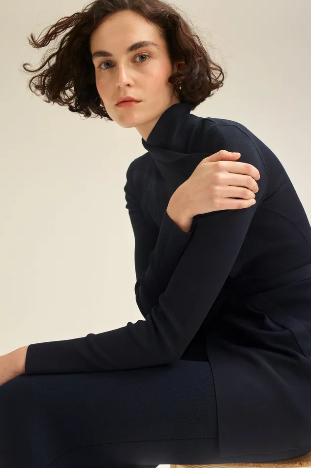 Women CREPE KNIT DRAPE FRONT JACKET NAVY Jackets Scanlan Theodore Women CREPE KNIT DRAPE FRONT JACKET NAVY Jackets Scanlan Theodore