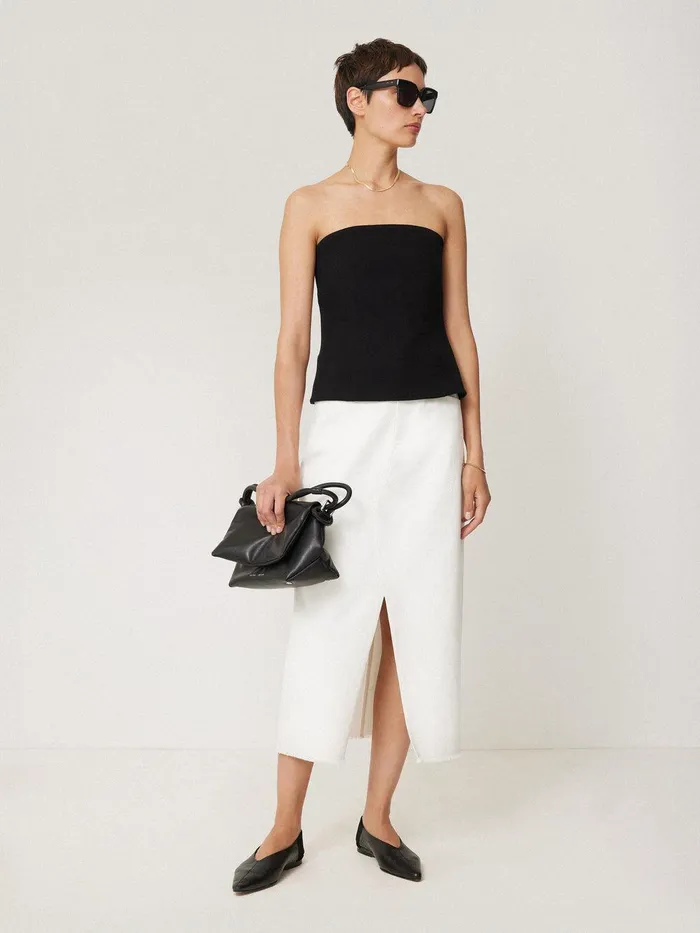 Women Crepe Ponte Jersey Strapless Top Black Jigsaw Shirts and Tops