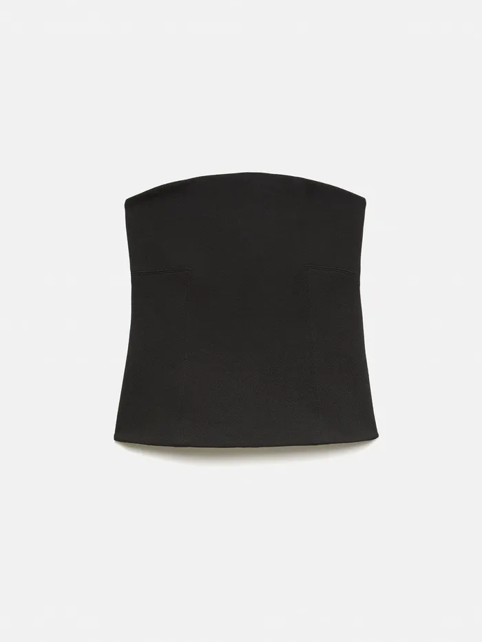 Women Crepe Ponte Jersey Strapless Top Black Jigsaw Shirts and Tops