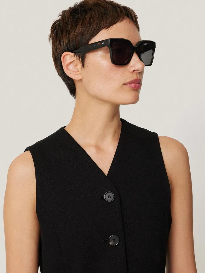 Women Crepe Ponte Jersey Waistcoat Black Jigsaw Shirts and Tops