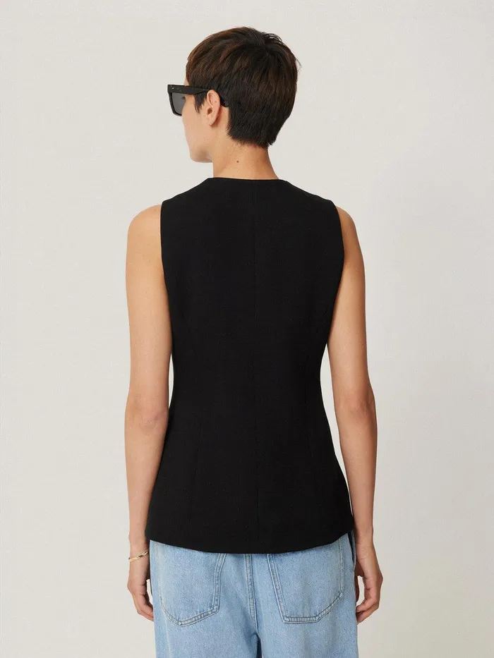 Women Crepe Ponte Jersey Waistcoat Black Jigsaw Shirts and Tops