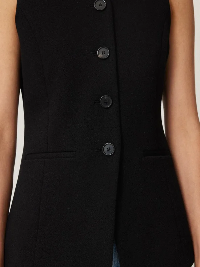 Women Crepe Ponte Jersey Waistcoat Black Jigsaw Shirts and Tops