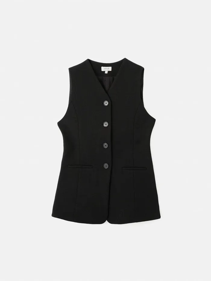 Women Crepe Ponte Jersey Waistcoat Black Jigsaw Shirts and Tops