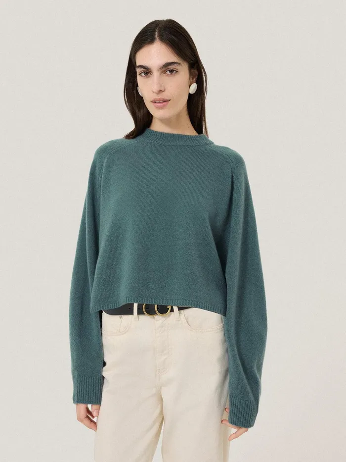 Women Crew Neck Poncho Jumper Blue Jigsaw Knitwear and Cashmere