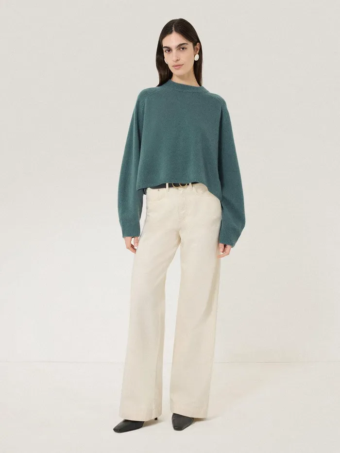 Women Crew Neck Poncho Jumper Blue Jigsaw Knitwear and Cashmere
