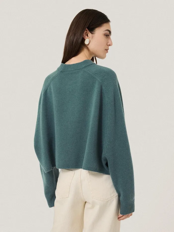 Women Crew Neck Poncho Jumper Blue Jigsaw Knitwear and Cashmere