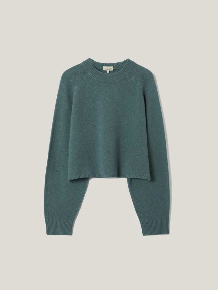 Women Crew Neck Poncho Jumper Blue Jigsaw Knitwear and Cashmere