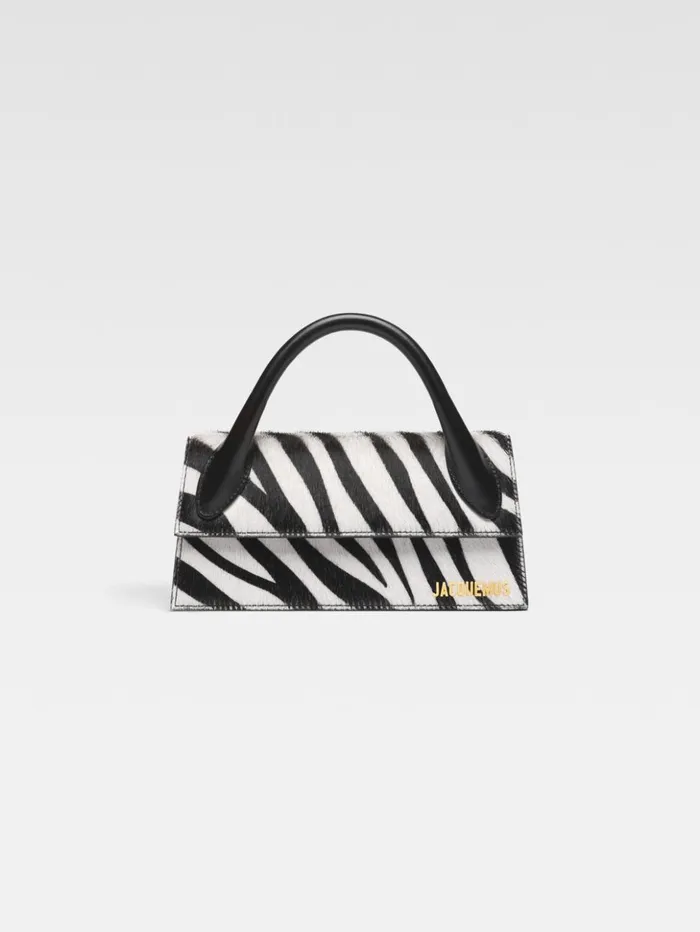 Women Crossbody and Handbags JACQUEMUS The Long Chiquito Black and White Zebra