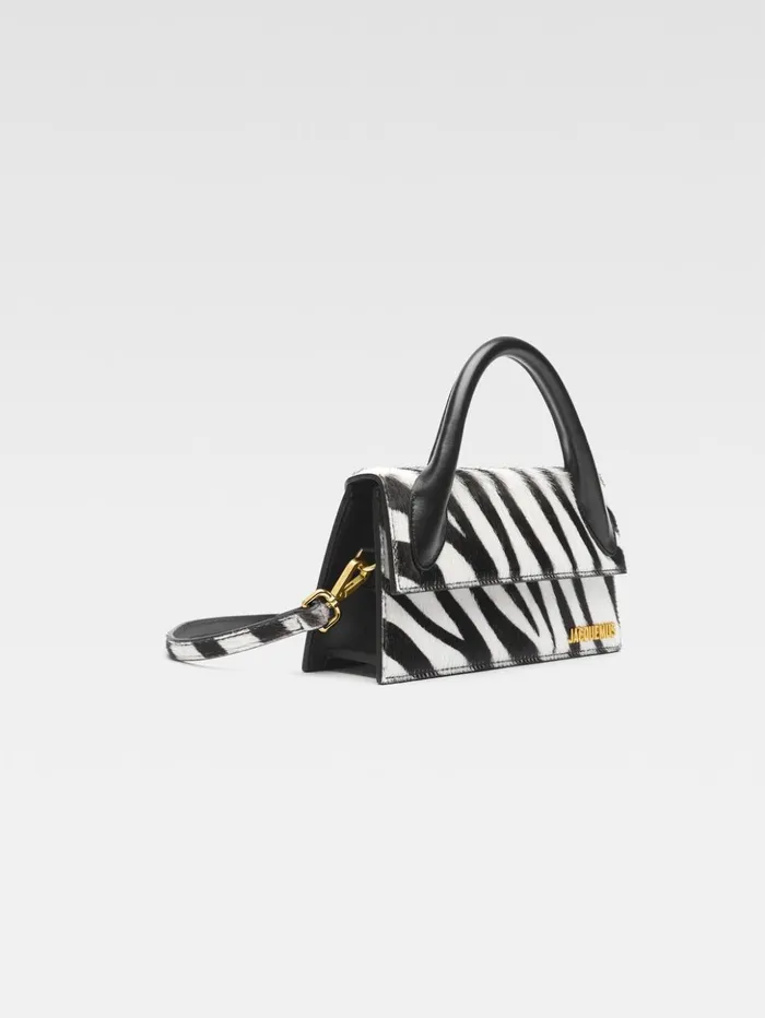 Women Crossbody and Handbags JACQUEMUS The Long Chiquito Black and White Zebra