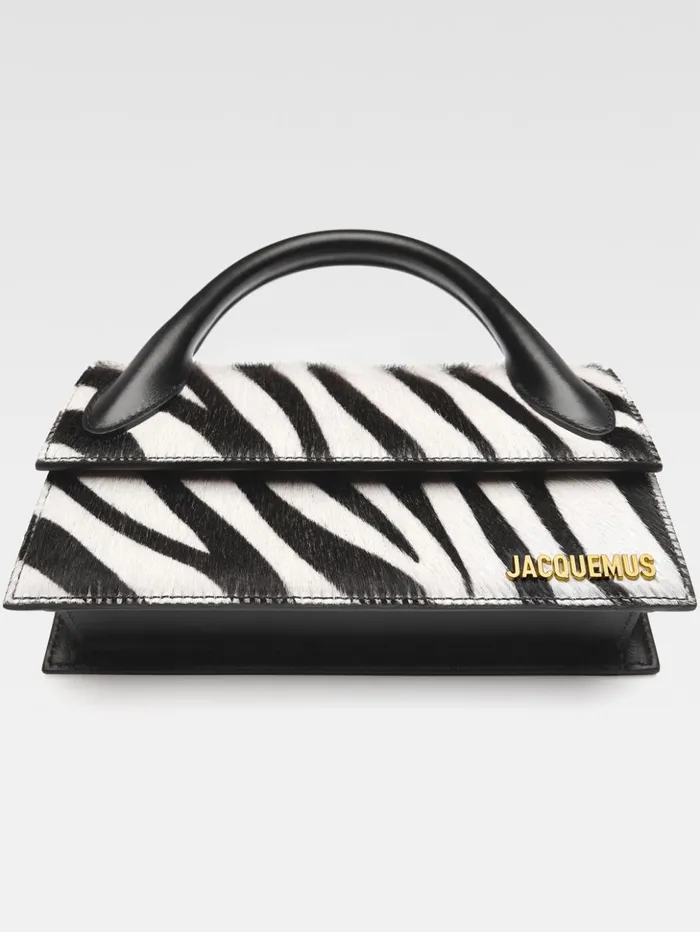 Women Crossbody and Handbags JACQUEMUS The Long Chiquito Black and White Zebra