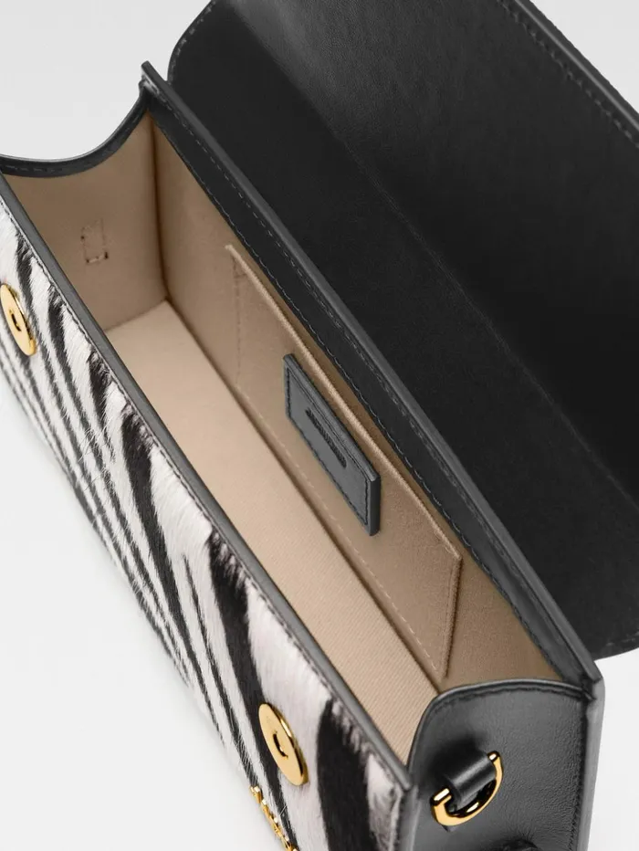 Women Crossbody and Handbags JACQUEMUS The Long Chiquito Black and White Zebra