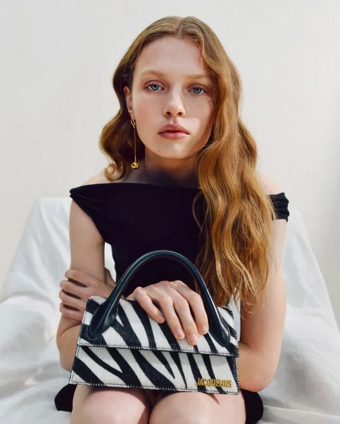 Women Crossbody and Handbags JACQUEMUS The Long Chiquito Black and White Zebra
