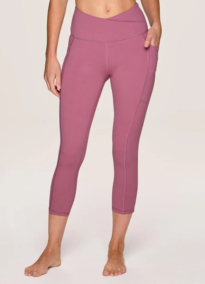 Women Crossover Ultra Hold Capri Dusty Rose RBX Active Leggings