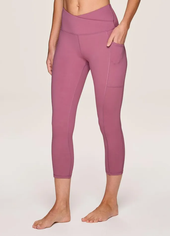Women Crossover Ultra Hold Capri Dusty Rose RBX Active Leggings