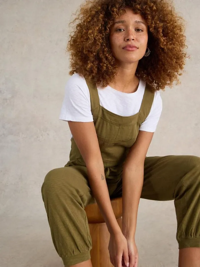 Women Daphne Jersey Dungaree Khaki Green White Stuff Dresses Women Daphne Jersey Dungaree Khaki Green White Stuff Dresses