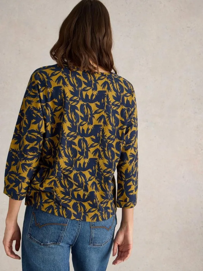 Women DEMI DOLMAN TOP Chartreuse Print White Stuff Shirts and Blouses