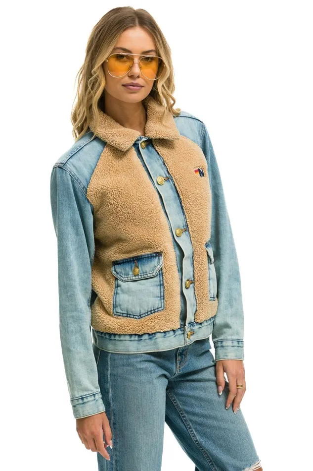 Women Denim Aviator Nation ASPEN SHERPA UNISEX DENIM JACKET 8211 VINTAGE WHEAT Women Denim Aviator Nation ASPEN SHERPA UNISEX DENIM JACKET 8211 VINTAGE WHEAT